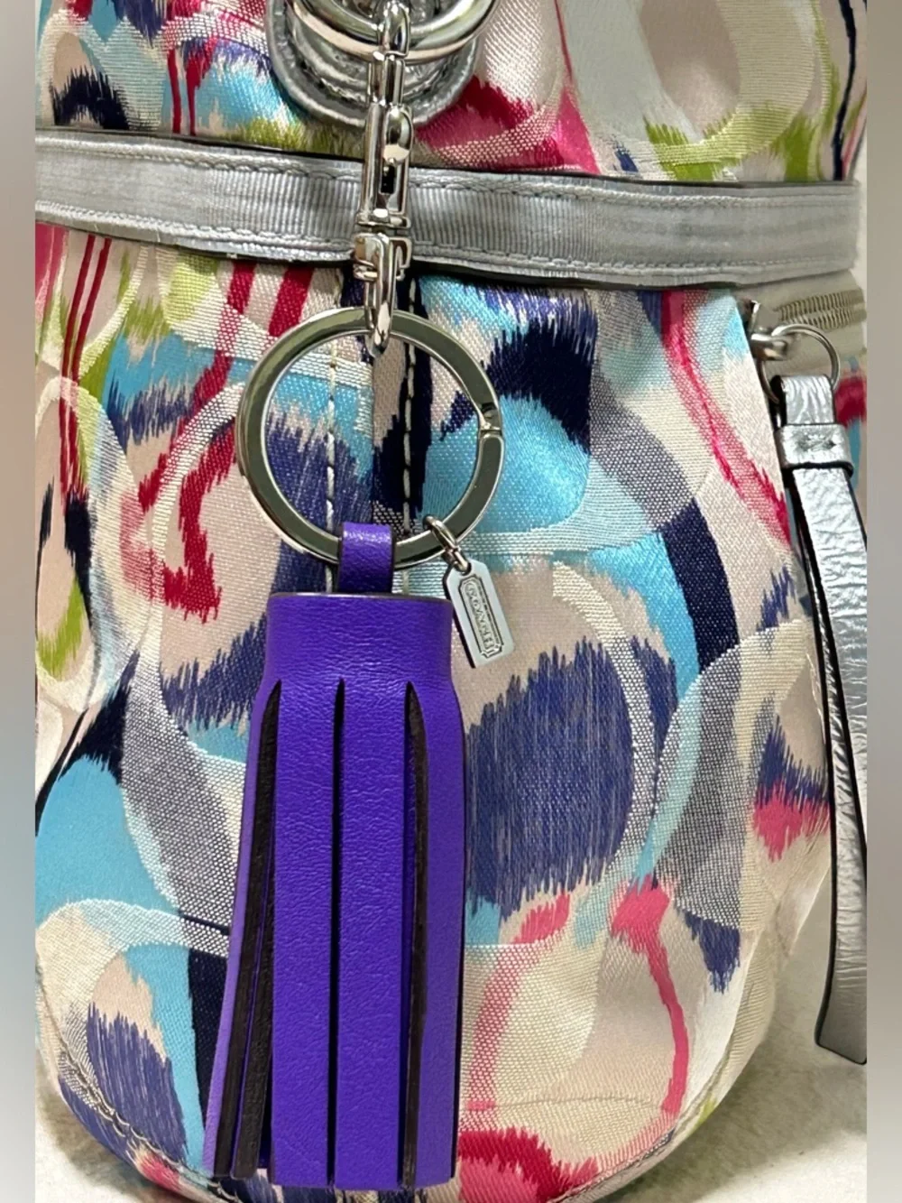 COACH Legacy Leather Tassel Bag Charm/Key Ring